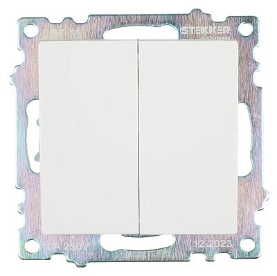 Переключатель 2-клавишный (механизм), STEKKER GLS10-7107-01 , 250V, 10А, серия Катрин, белый