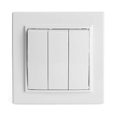 Выключатель 3-клавишный STEKKER  PSW10-9007-01, 250В, 10А, серия Эрна, белый