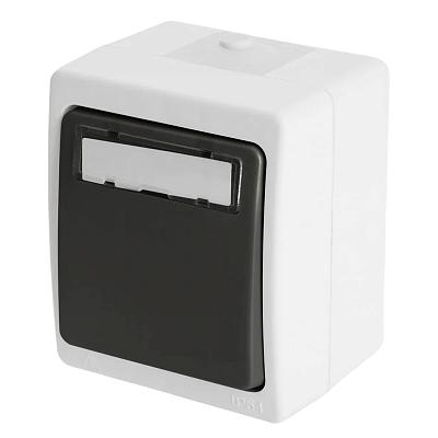 Выключатель 1-клавишный с окном для маркировки самовозвратный STEKKER, PSW10-114-54, открытой устано