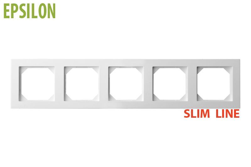 Рамка Пятиместная Белая SLIM (Универсальный Монтаж) LIREGUS EPSILON 28-0425