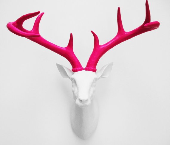 Голова оленя - Белая с красными рогами Loft-Concept 83.029