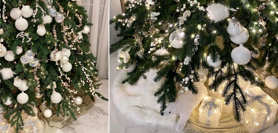 Дизайнерская Елка с Белым Декором Christmas Tree White Balls Loft Concept 79.024-4