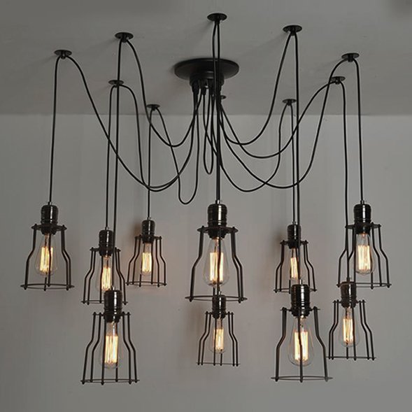Люстра Loft Industrial 10 wire Cage Filament Pendant