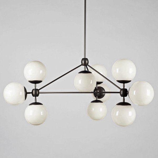 Modo 10 Globes Chandelier Black and White Glass
