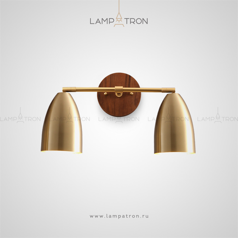 Серия настенных светильников с поворотными плафонами конической формы на деревянном креплении Lampatron RENSE