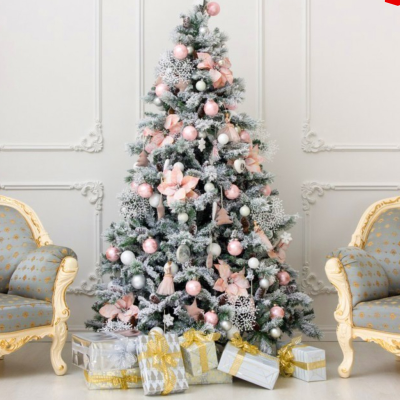 Ель Дизайнерская Розовый декор Christmas Tree Black Pink Fowers Loft Concept 79.030-4