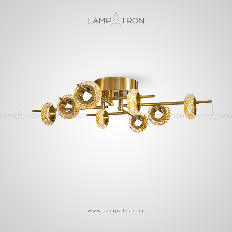 Серия светодиодных потолочных люстр с рельефными плафонами в форме колец Lampatron MONACO CH
