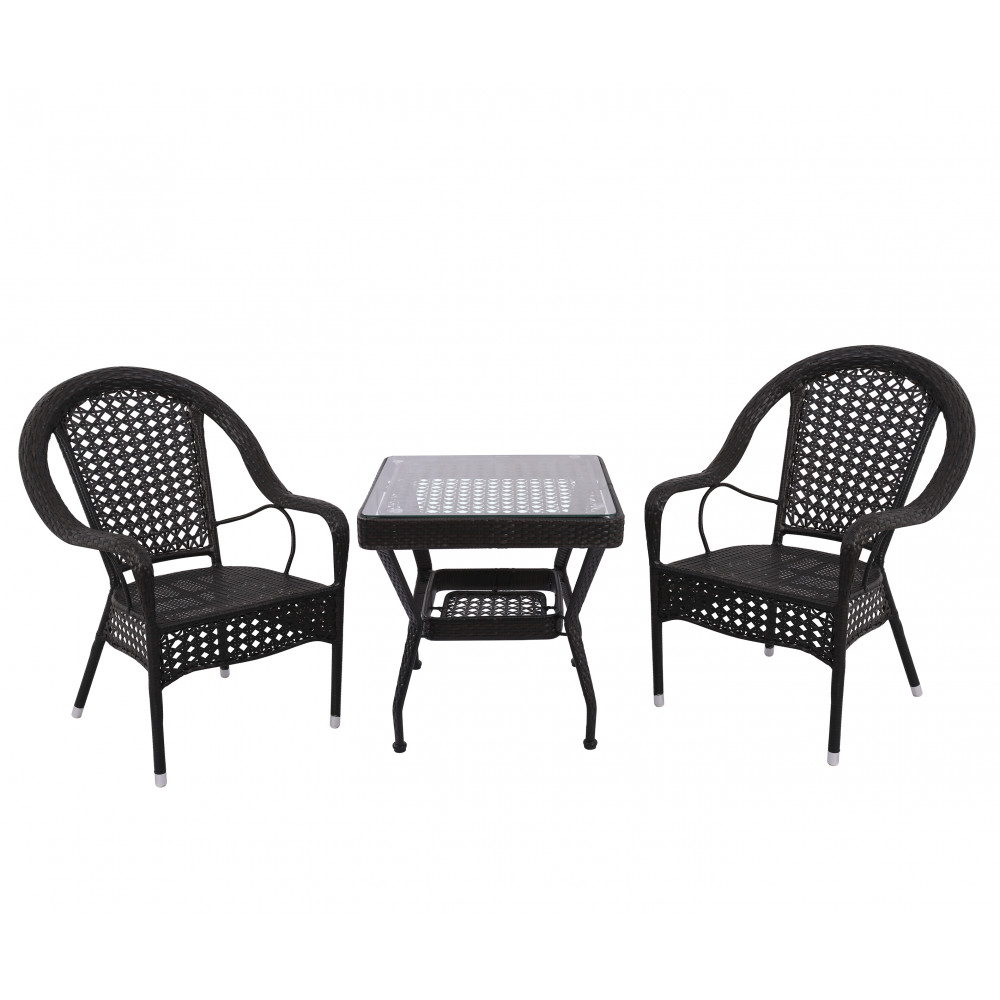 Комплект стол квадратный + 2 кресла, темно-коричневый KINK Light  KL01831K,04