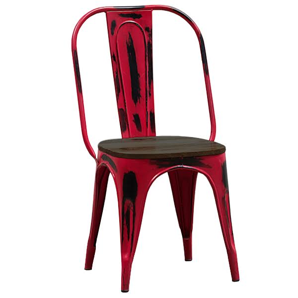Кухонный стул Tolix Marais Chair Vintage Red Wood designed by Xavier Pauchard in 1934 03.126
