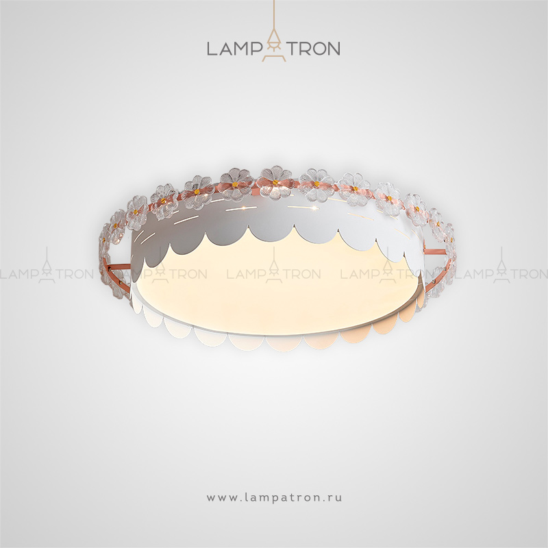 Потолочный светодиодный светильник круглой формы с декоративными прозрачными цветами по контуру корпуса Lampatron MELITTA