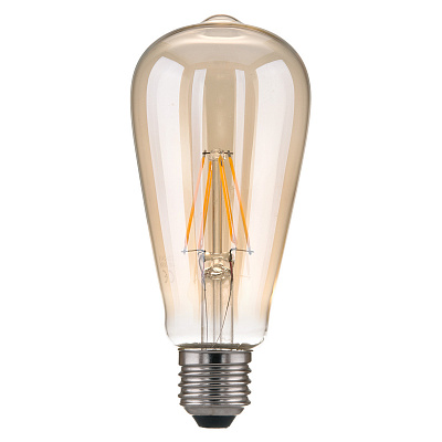 Лампа светодиодная филаментная E27 6W 3300K груша прозрачная 4690389100994