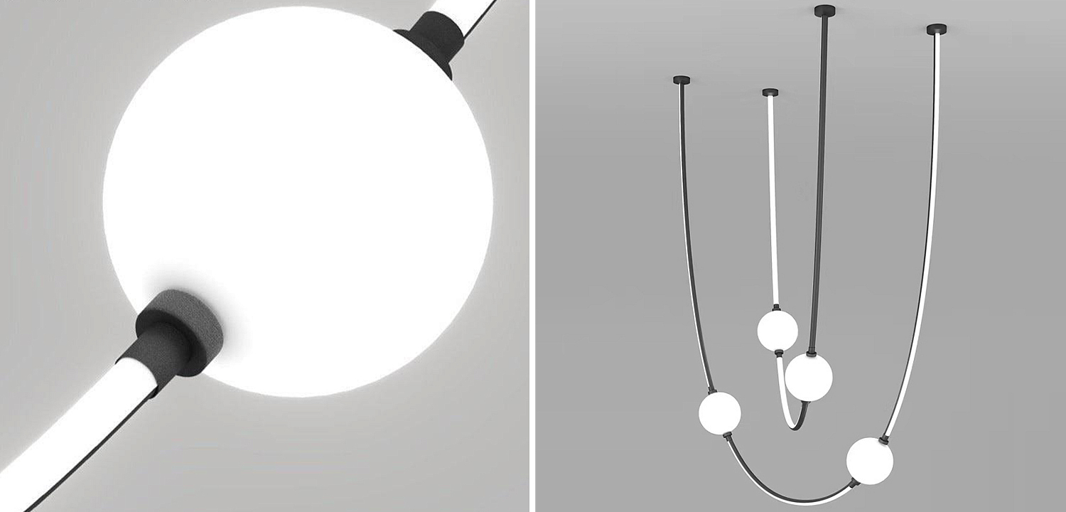DELIGHT Светильник на тросе с внешней и внутренней LED-подсветкой Черный Loft-Concept 40.6104-0