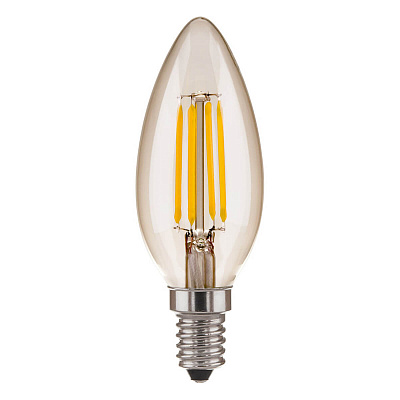 Лампа светодиодная филаментная E14 6W 3300K свеча прозрачная 4690389110757