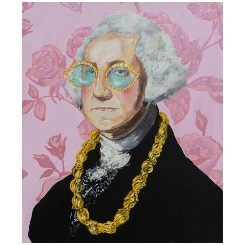 Картина George Washington with Donkey Rope and Pink Floral Background Loft Concept 80.390-1