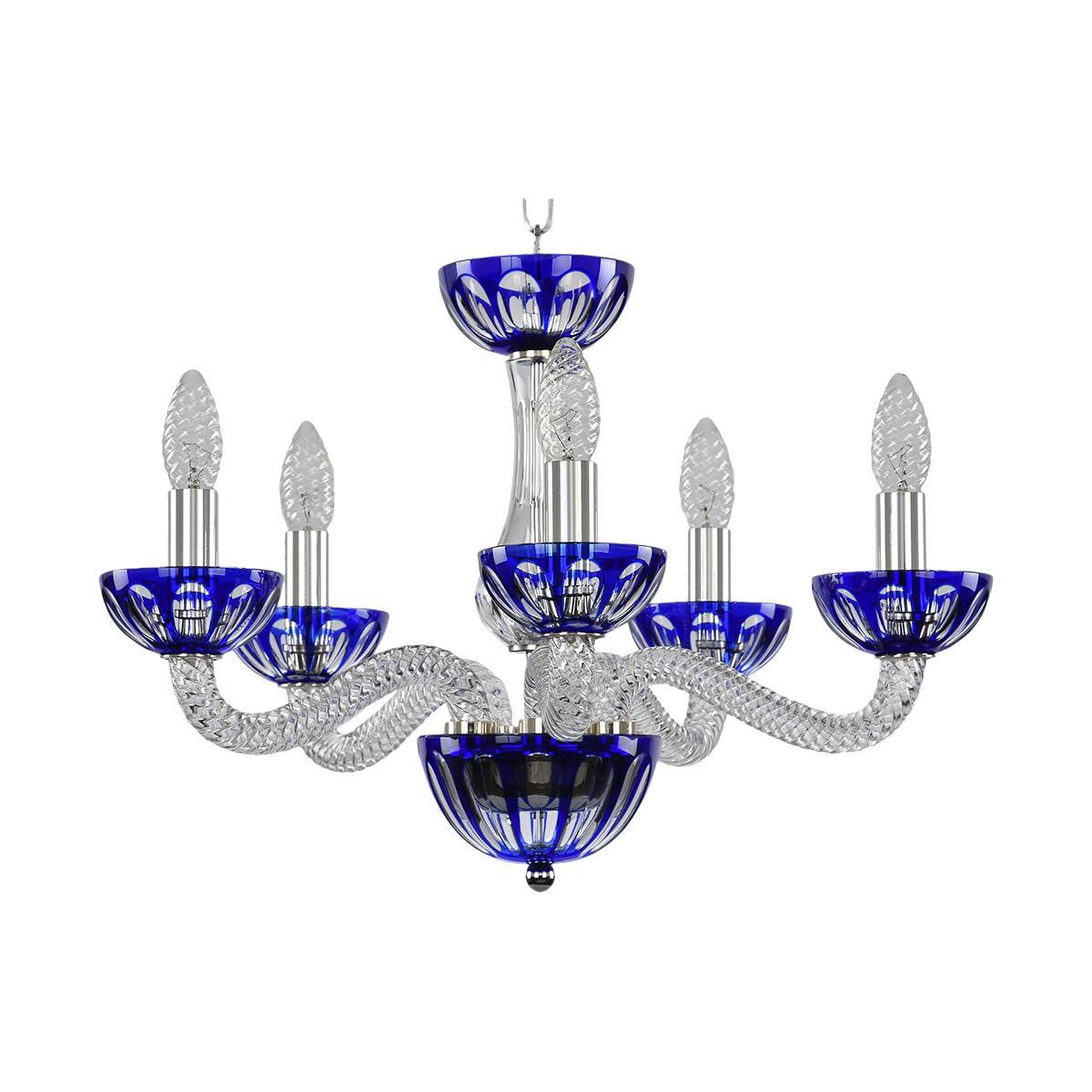 Люстра Bohemia Ivele Crystal 1309/5/165 Ni Cl/Clear-Blue/H-1H