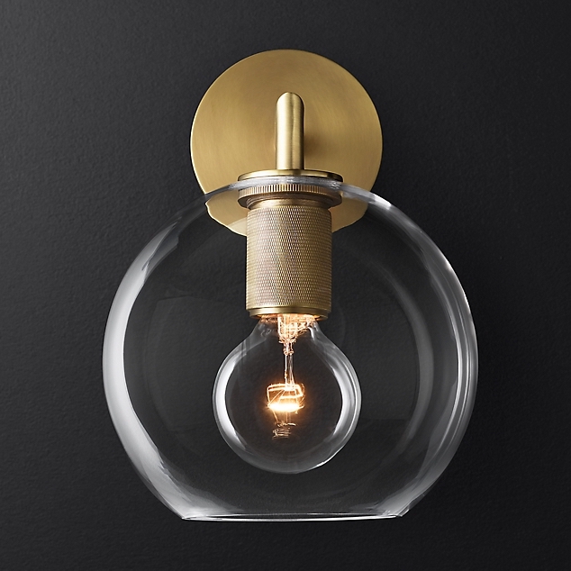 Бра RH Utilitaire Globe Shade Single Sconce Brass Loft Concept 44.536