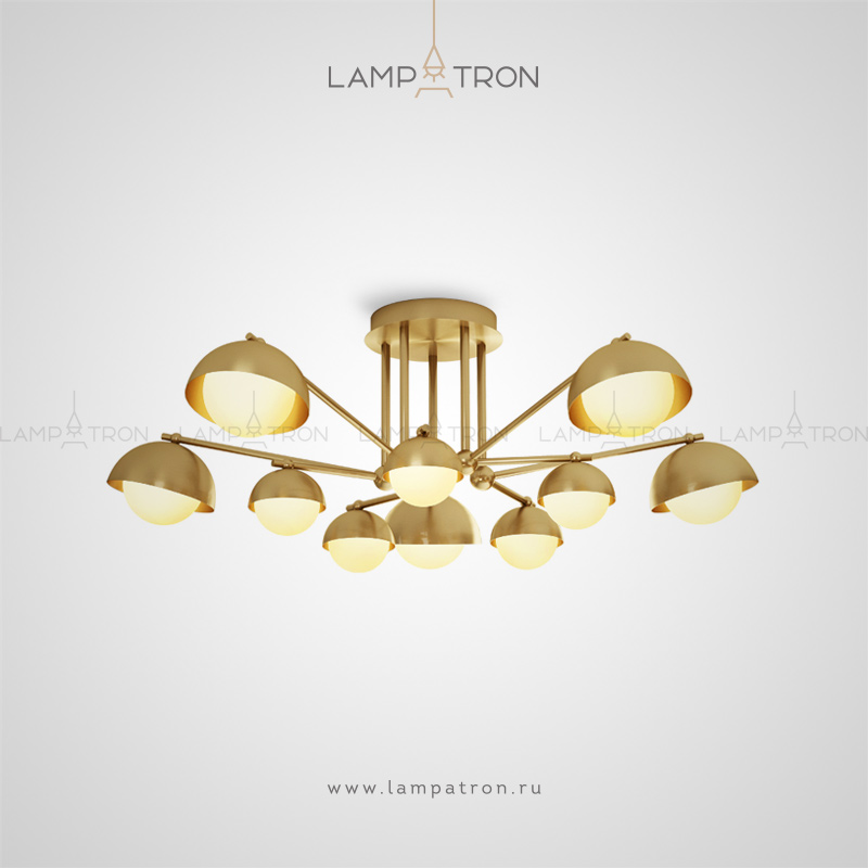 Серия люстр с шарообразными плафонами и металлическими абажурами в форме полусфер Lampatron FABIANA