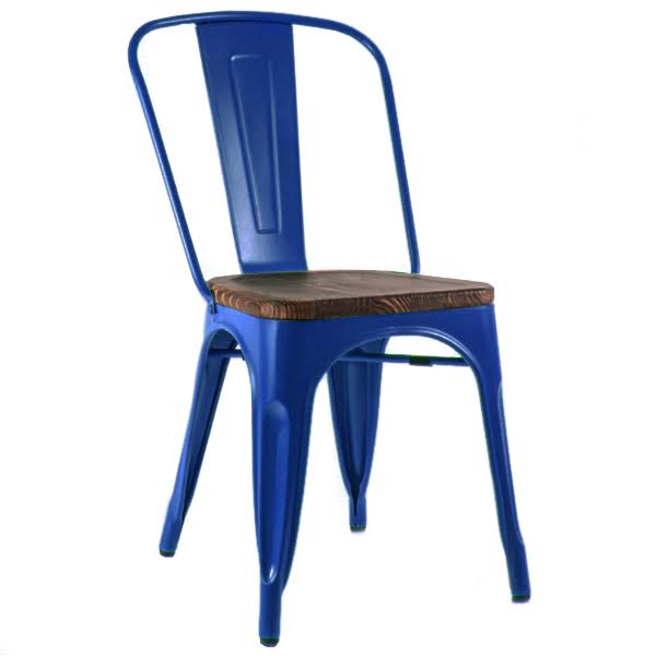 Кухонный стул Tolix Chair Wood Blue Синий designed by Xavier Pauchard in 1934 03.115