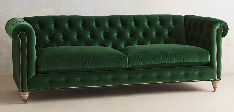 Трехместный диван Velvet Lyre Chesterfield Sofa Loft Concept 05.027