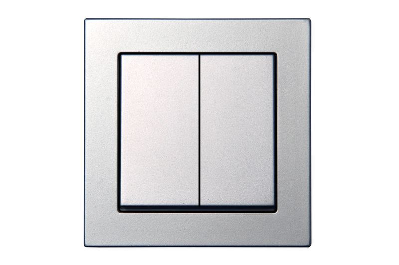 Выключатель Двухклавишный IP44 Серебро LIREGUS EPSILON 28-1731