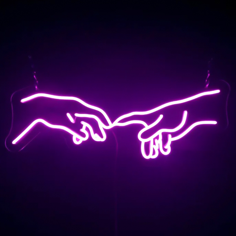 Неоновая настенная лампа Creation of Adam Hands Neon Wall Lamp Loft-Concept 46.196-2