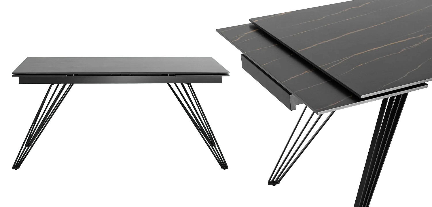 Стол обеденный Weller раскладной черный Loft Concept 16.248-4