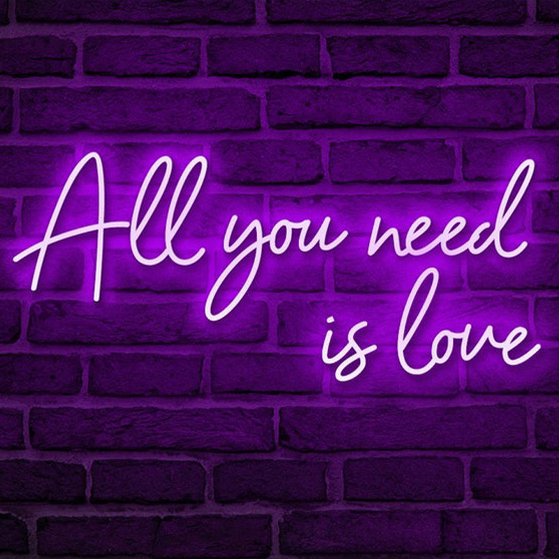 Неоновая настенная лампа All You Need is Love Neon Wall Lamp Фиолетовый Loft-Concept 46.185-0