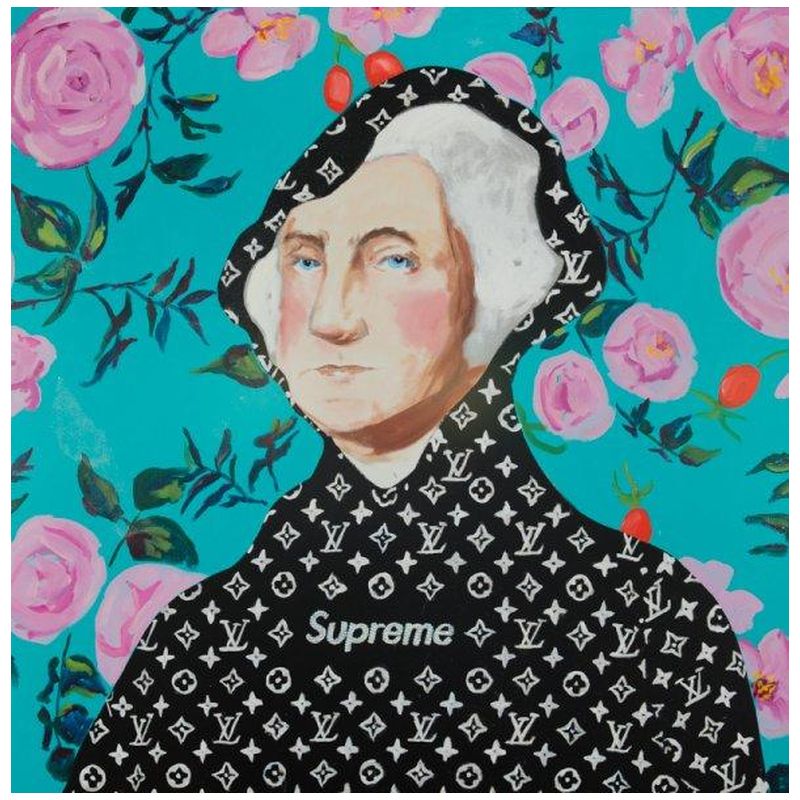 Картина “George Washington in Black Supreme with Floral Background” Loft Concept 80.368-1