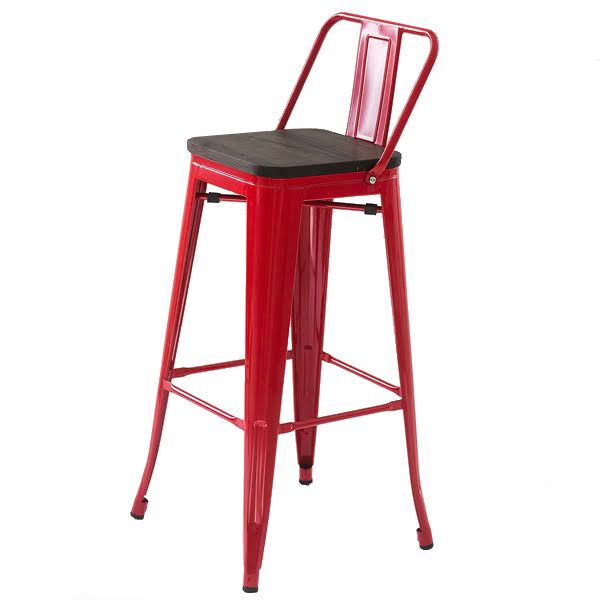 Барный стул Tolix Bar Stool 75 Backed Wood Red designed by Xavier Pauchard in 1934 03.125
