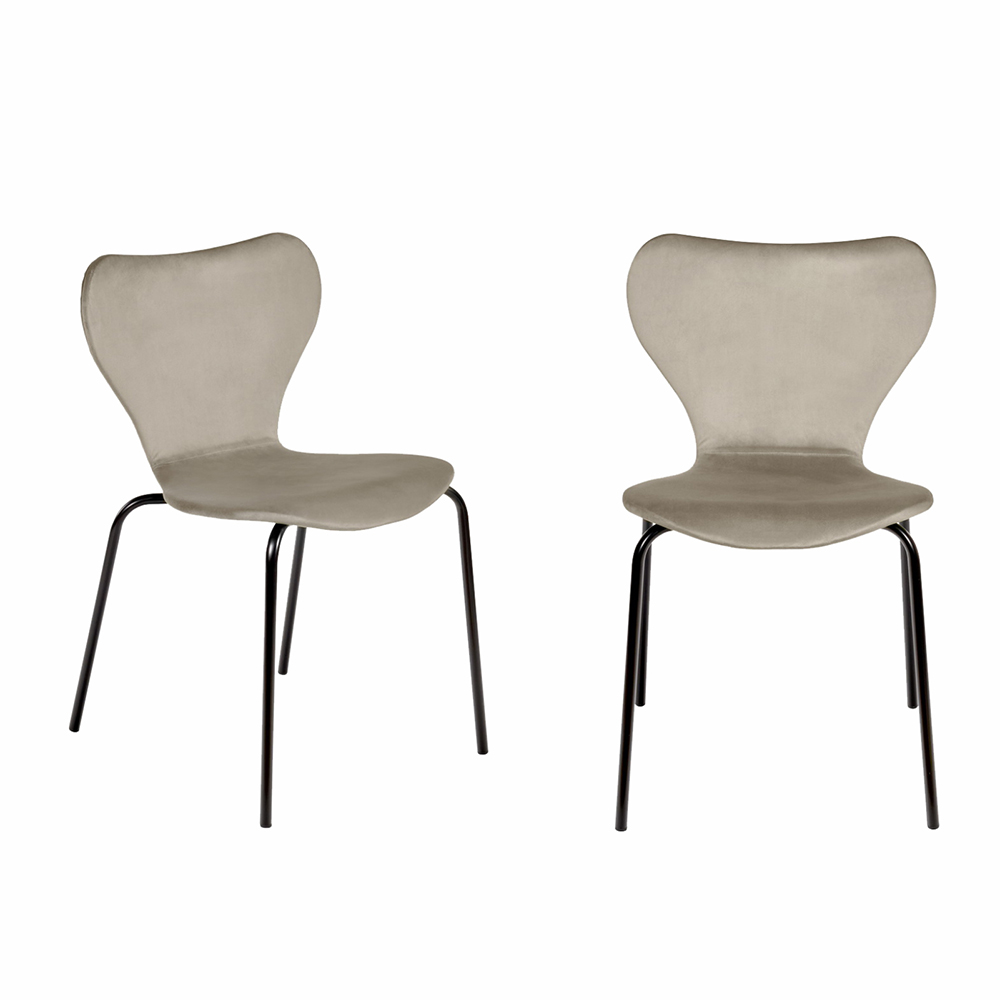 Комплект из 2-х стульев Seven Style латте велюр с чёрными ножками Bradexhome RF 0253P