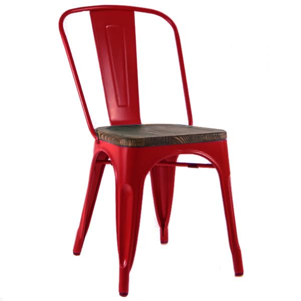 Кухонный стул Tolix Chair Wood Red Красный designed by Xavier Pauchard in 1934 03.119