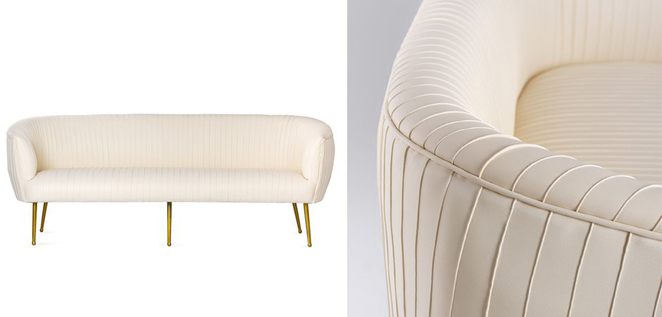 Софа Souffle Settee Leather ivory leather designed by Kelly Wearstler 05.147-1