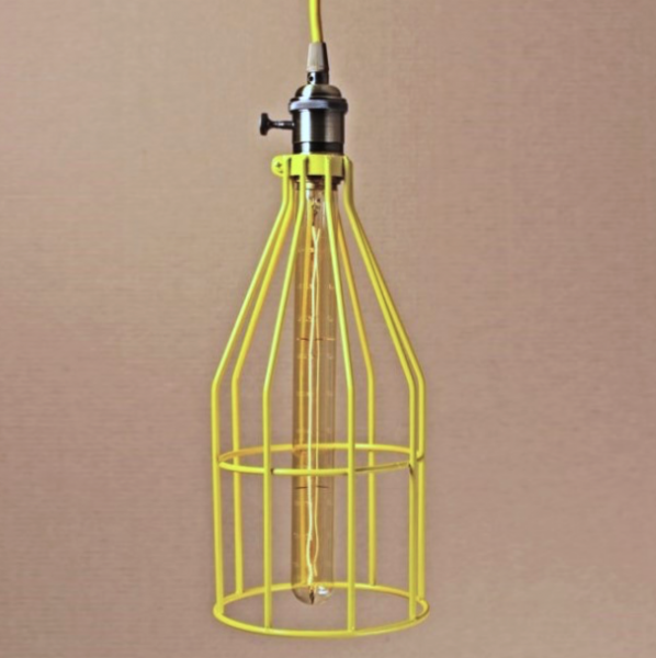 Подвесной светильник Wire Cage Pendant Twix Yellow Loft Concept 40.1331