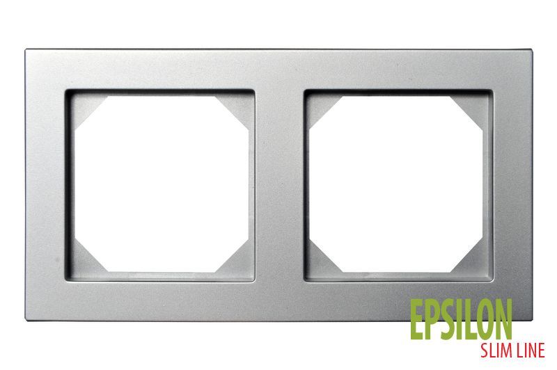 Рамка Двухместная Серебро SLIM (Универсальный Монтаж) LIREGUS EPSILON 28-1902