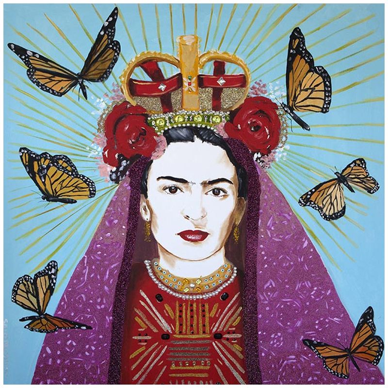 Картина Frida with roses on her head and butterflies Loft Concept 80.486-1