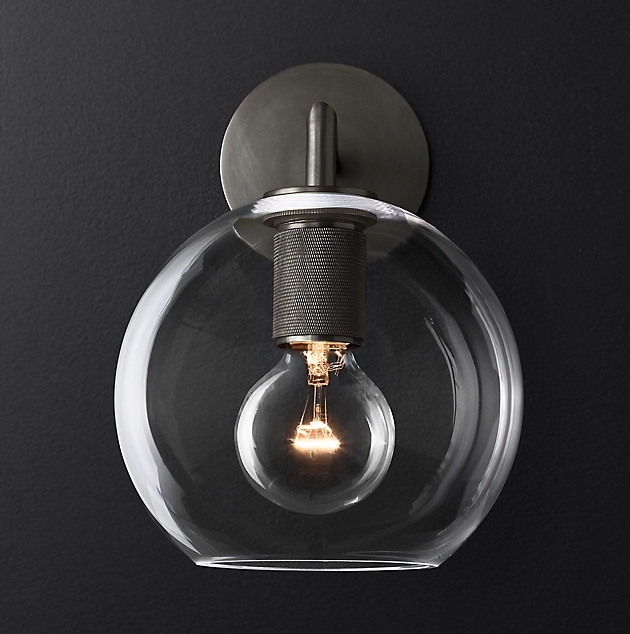 Бра RH Utilitaire Globe Shade Single Sconce Black Loft Concept 44.537