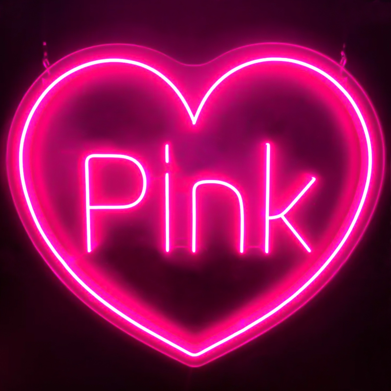 Неоновая настенная лампа Pink Heart Neon Wall Lamp Loft-Concept 46.177-2