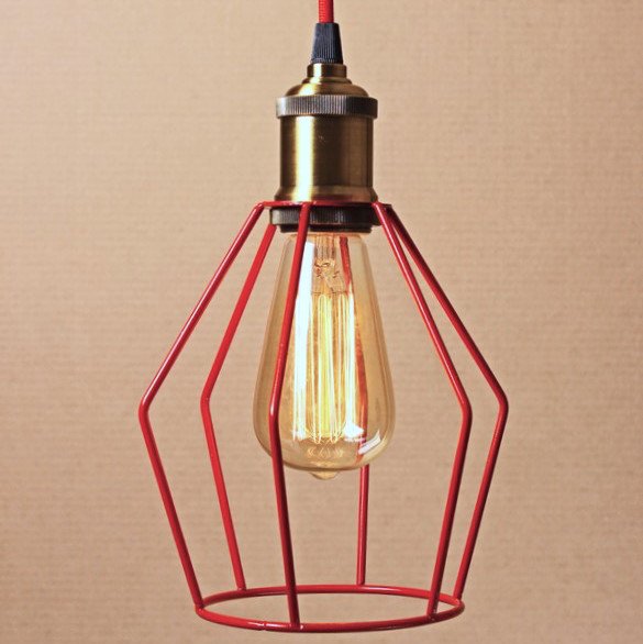 Подвесной светильник Wire Cage Pendant Trew Red 40.680 Loft-Concept