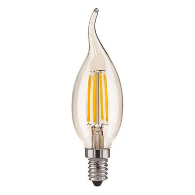 Лампа светодиодная филаментная E14 6W 3300K свеча на ветру прозрачная 4690389110795