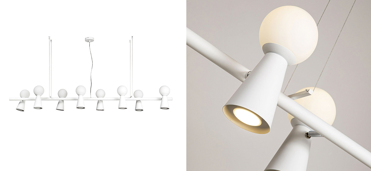 Белая люстра с поворотными плафонами 16 ламп KLAXONS Loft-Concept 40.6087-3