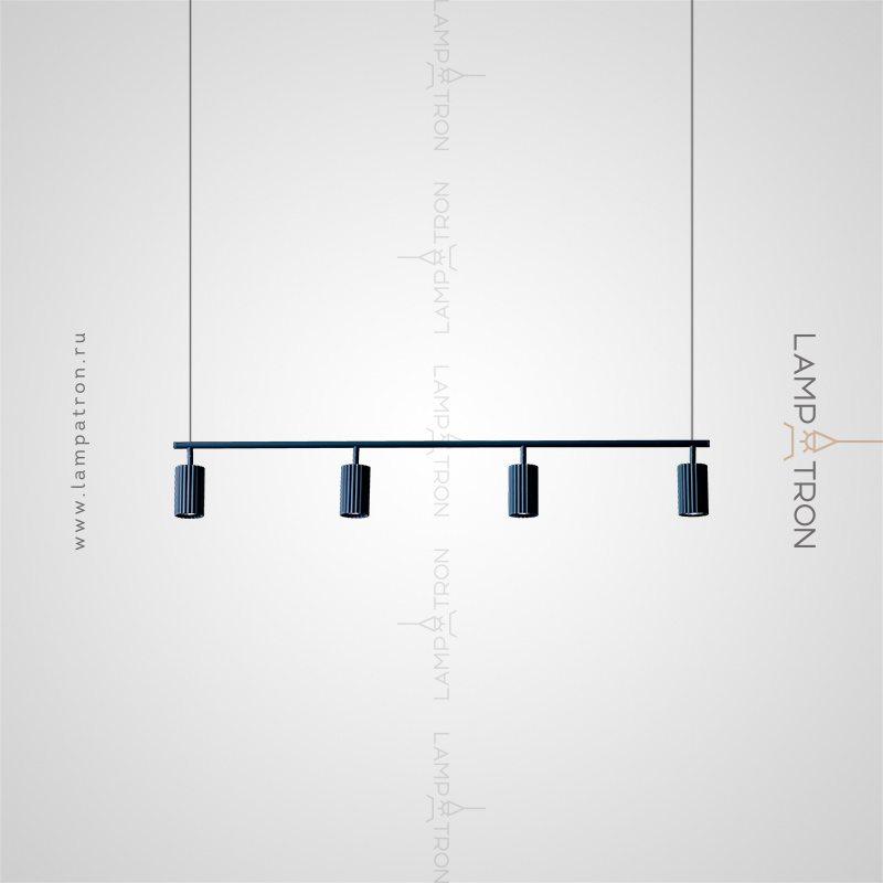 Серия рядных светильников с ребристыми плафонами цилиндрической формы на горизонтальной рейке Lampatron MAISY LONG