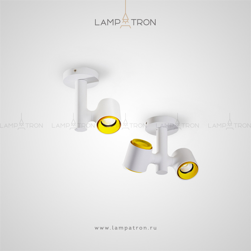 Точечный светильник с поворотным плафоном цилиндрической формы на вертикальной планке Lampatron RESTON PLANK
