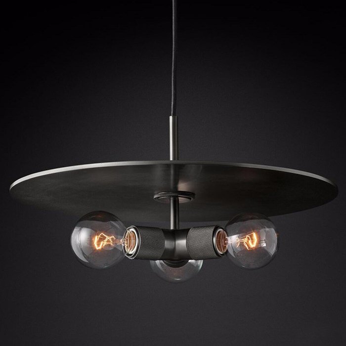 Люстра RH Utilitaire Disk Triple Pendant Black