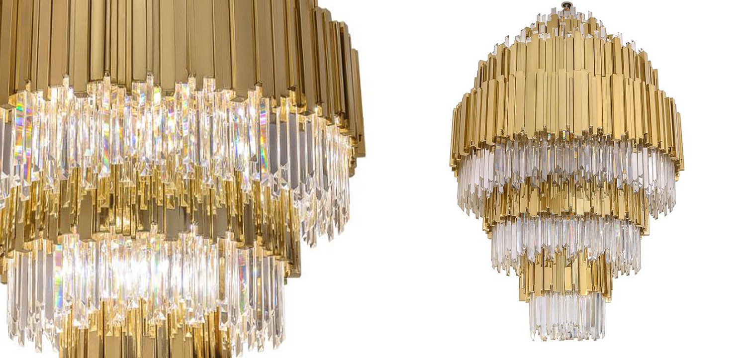 Большая многоярусная люстра Luxxu Modern Cascade Chandelier Gold Metal Glass 93 Loft-Concept 40.5528-3