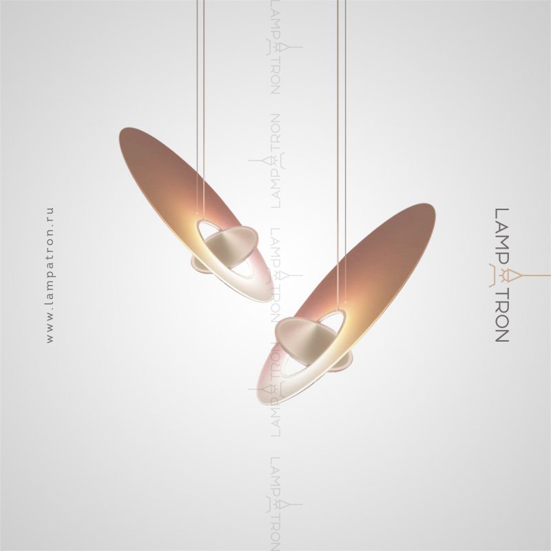 Дизайнерский подвесной светильник в виде композиции из двух пересекающихся эллиптических рассеивателей Lampatron MARKETA