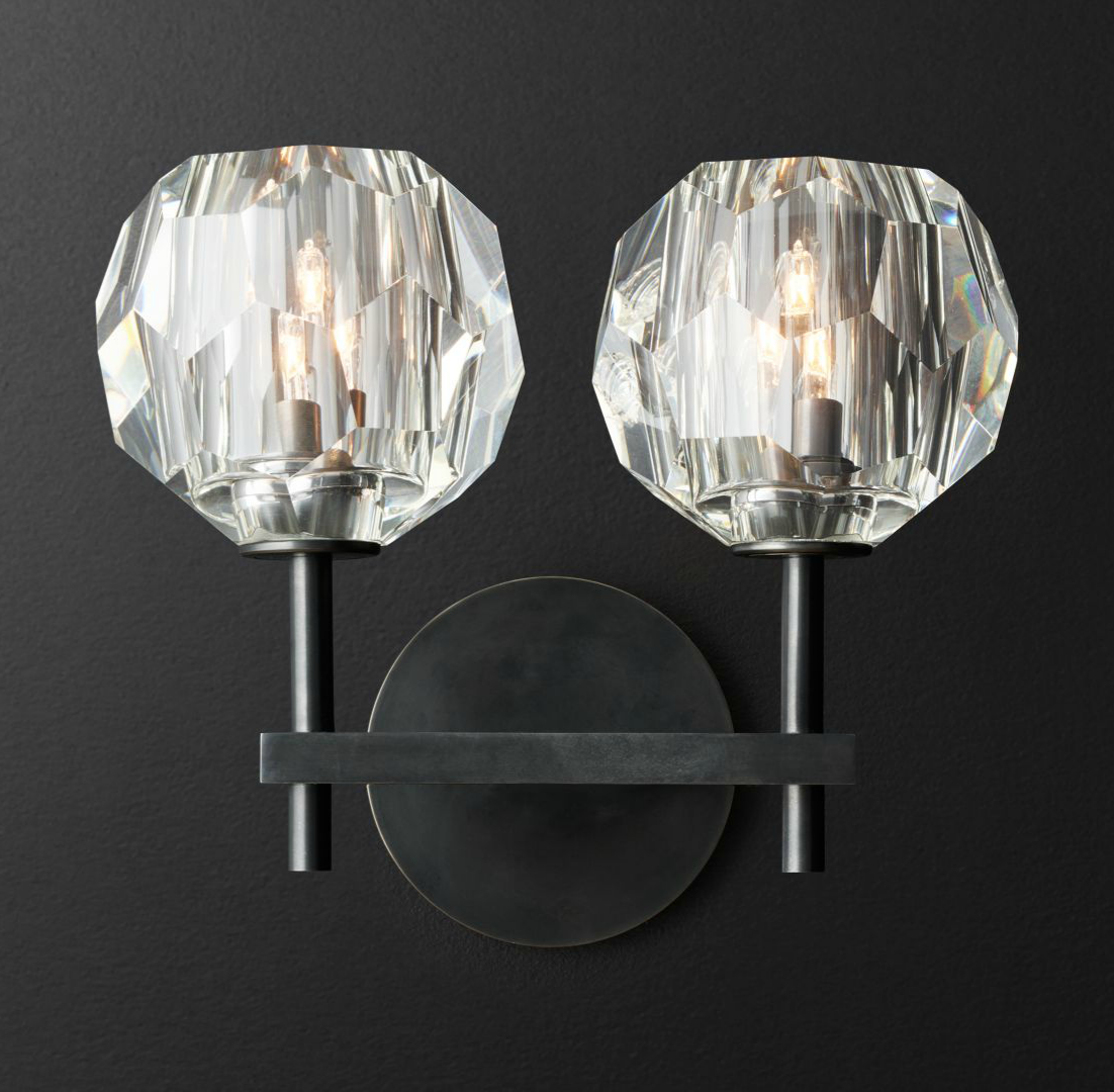 Бра Бра RH Boule de Cristal Double Sconce Black 44.868 Loft-Concept