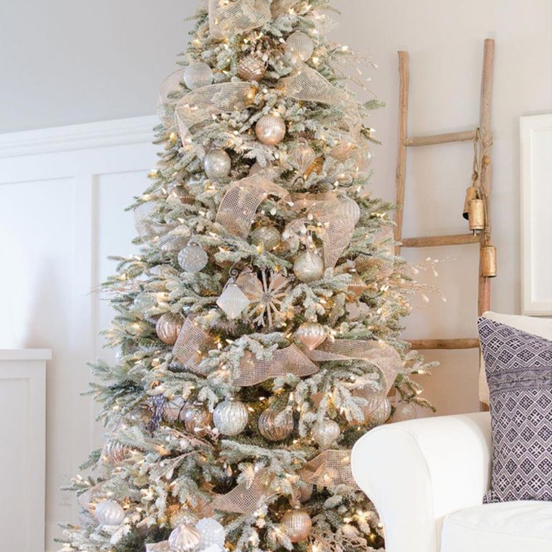 Дизайнерская Ель с Нежно-Розовым Декором Премиум Christmas Tree Pink and Silver Loft Concept 79.008-4