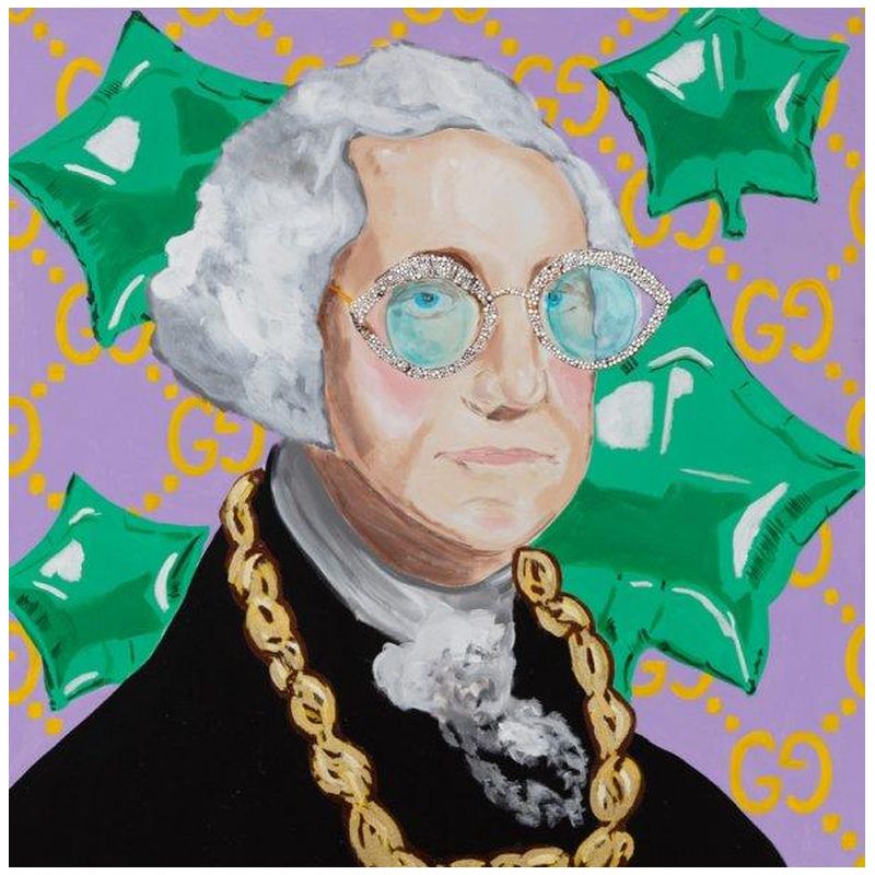Картина George Washington with Green Mylar Balloons and Gucci Background Loft Concept 80.391-1