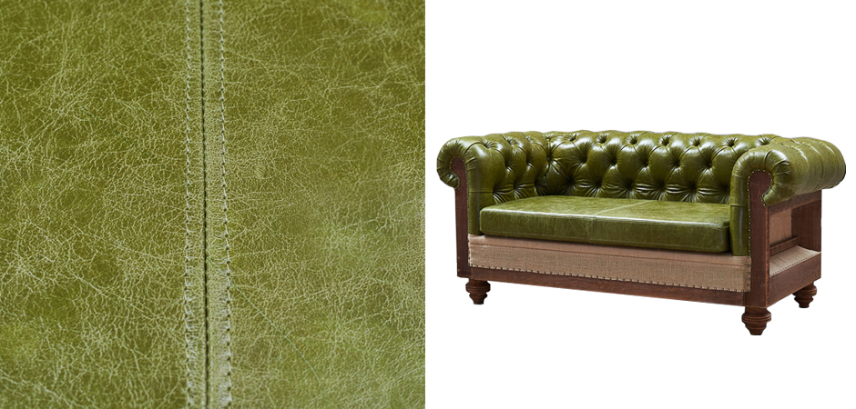 Диван Deconstructed Chesterfield Sofa double green leather 05.225-2