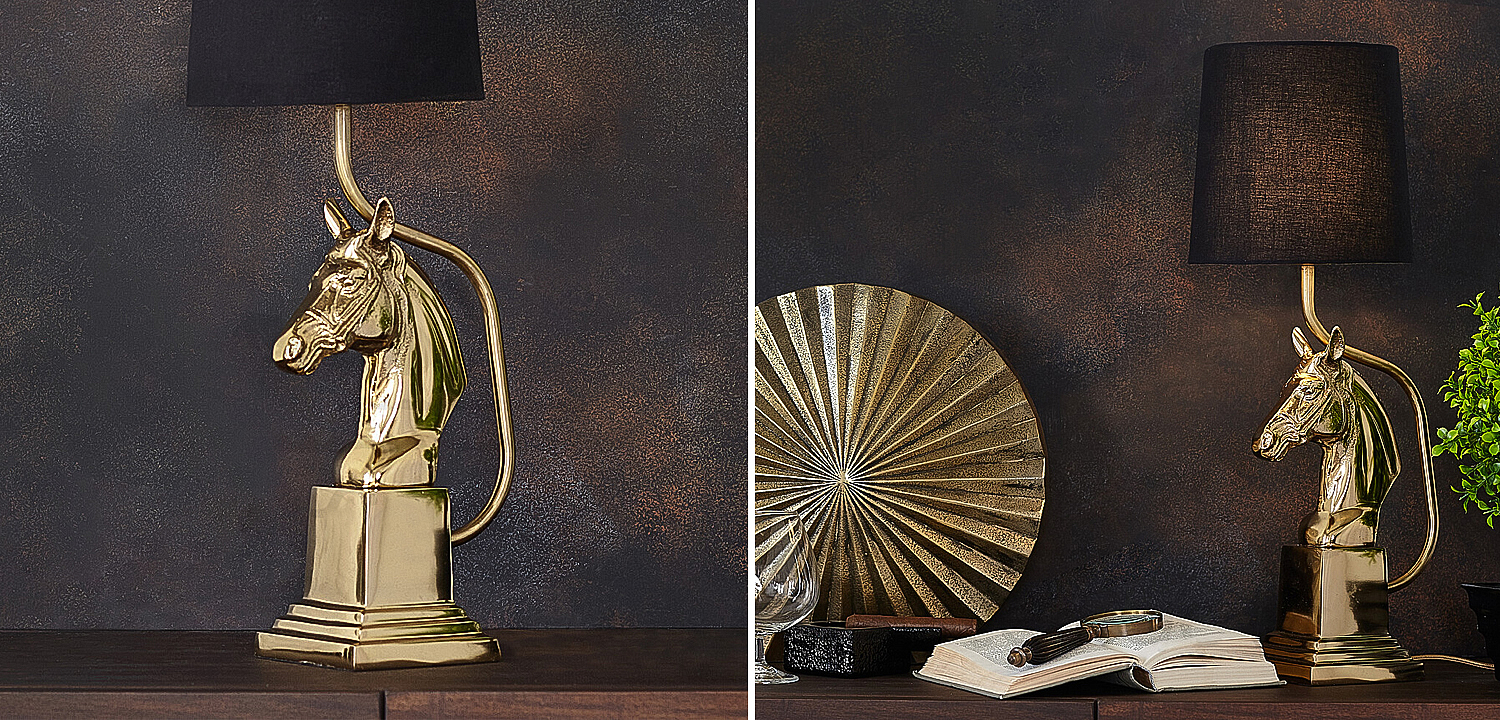 Настольная лампа с абажуром Lampshade Horse Sculpture Gold Loft-Concept 43.1054-2